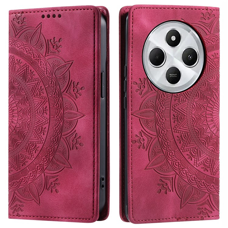 Style 010 For Xiaomi Poco C75 4G / Redmi 14R 5G / 14C 4G Wallet Stand Case Imprinted Leather Phone Cover - Rose