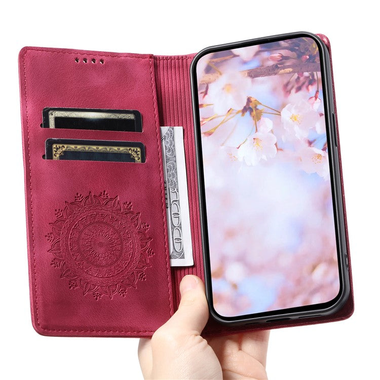 Style 010 For Xiaomi Poco C75 4G / Redmi 14R 5G / 14C 4G Wallet Stand Case Imprinted Leather Phone Cover - Rose