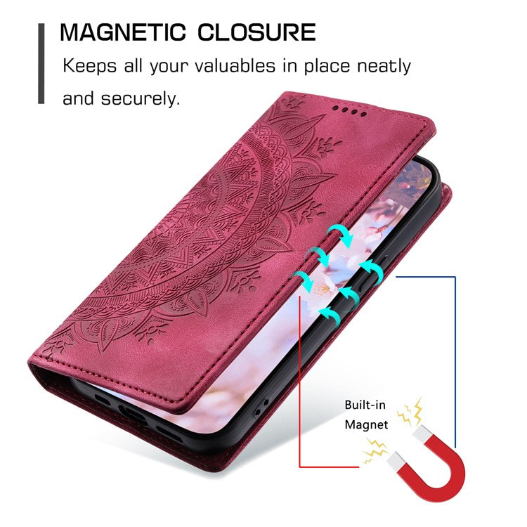 Style 010 For Xiaomi Poco C75 4G / Redmi 14R 5G / 14C 4G Wallet Stand Case Imprinted Leather Phone Cover - Rose