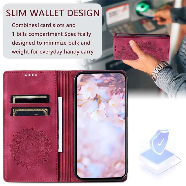 Style 010 For Xiaomi Poco C75 4G / Redmi 14R 5G / 14C 4G Wallet Stand Case Imprinted Leather Phone Cover - Rose