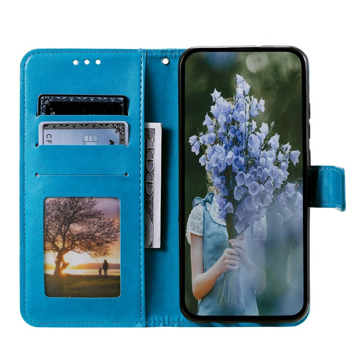 For Xiaomi Redmi 14C 4G Stand Case Imprinted Totem PU Leather Wallet Phone Cover - Blue