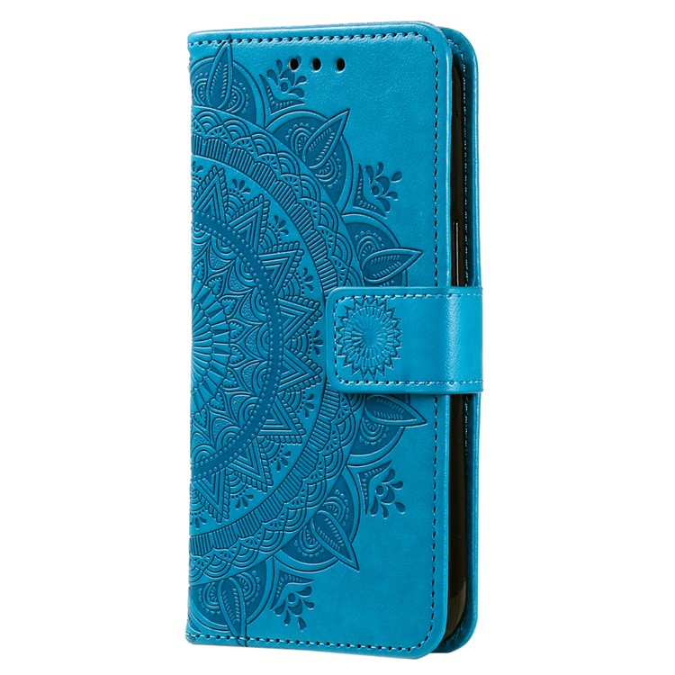 For Xiaomi Redmi 14C 4G Stand Case Imprinted Totem PU Leather Wallet Phone Cover - Blue