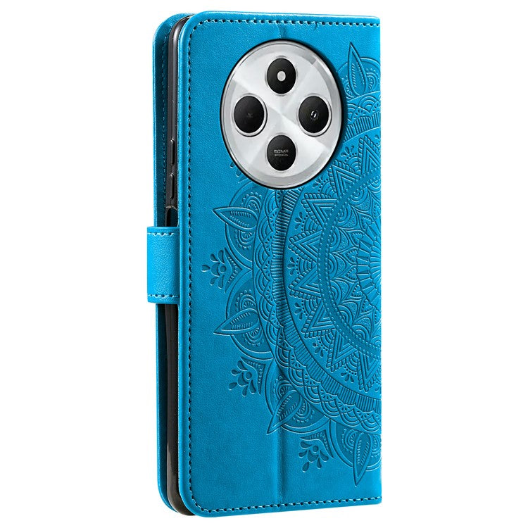 For Xiaomi Redmi 14C 4G Stand Case Imprinted Totem PU Leather Wallet Phone Cover - Blue