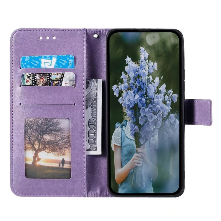 For Xiaomi Redmi 14C 4G Stand Case Imprinted Totem PU Leather Wallet Phone Cover - Purple