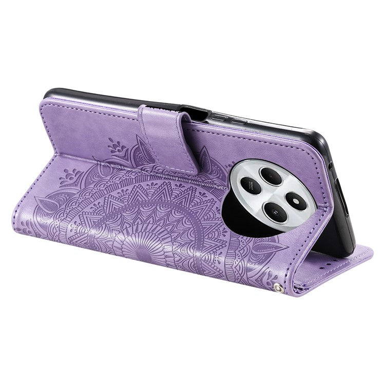 For Xiaomi Redmi 14C 4G Stand Case Imprinted Totem PU Leather Wallet Phone Cover - Purple