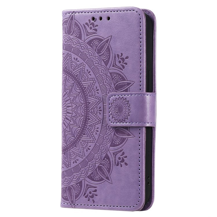 For Xiaomi Redmi 14C 4G Stand Case Imprinted Totem PU Leather Wallet Phone Cover - Purple