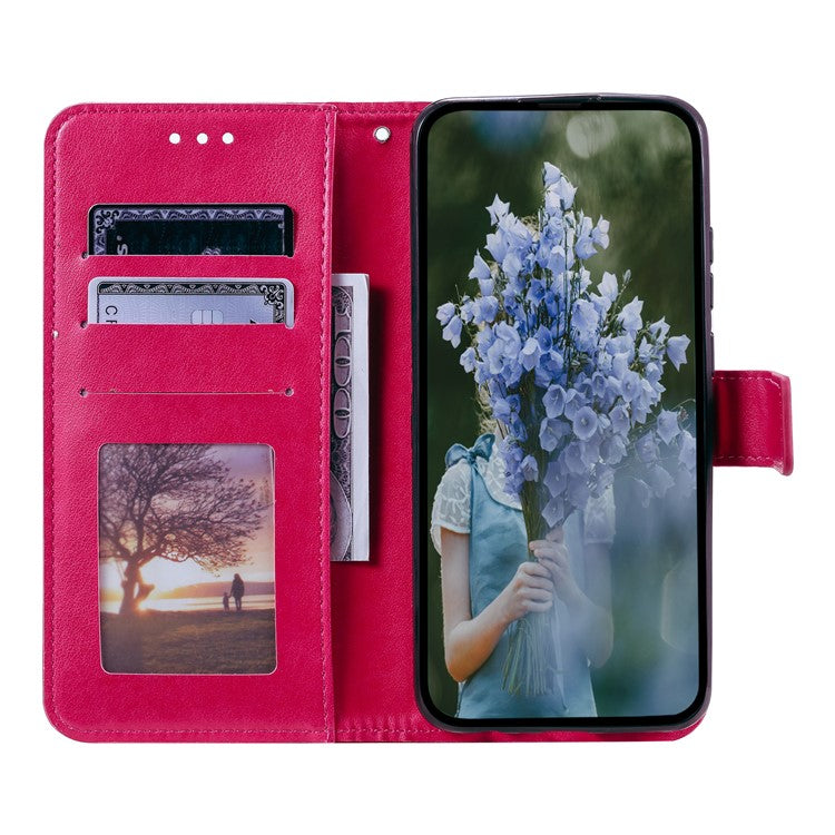 For Xiaomi Redmi 14C 4G Stand Case Imprinted Totem PU Leather Wallet Phone Cover - Rose