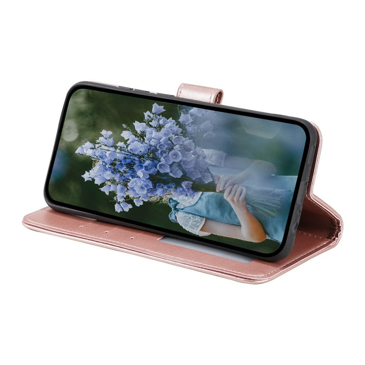 For Xiaomi Redmi 14C 4G Stand Case Imprinted Totem PU Leather Wallet Phone Cover - Rose Gold