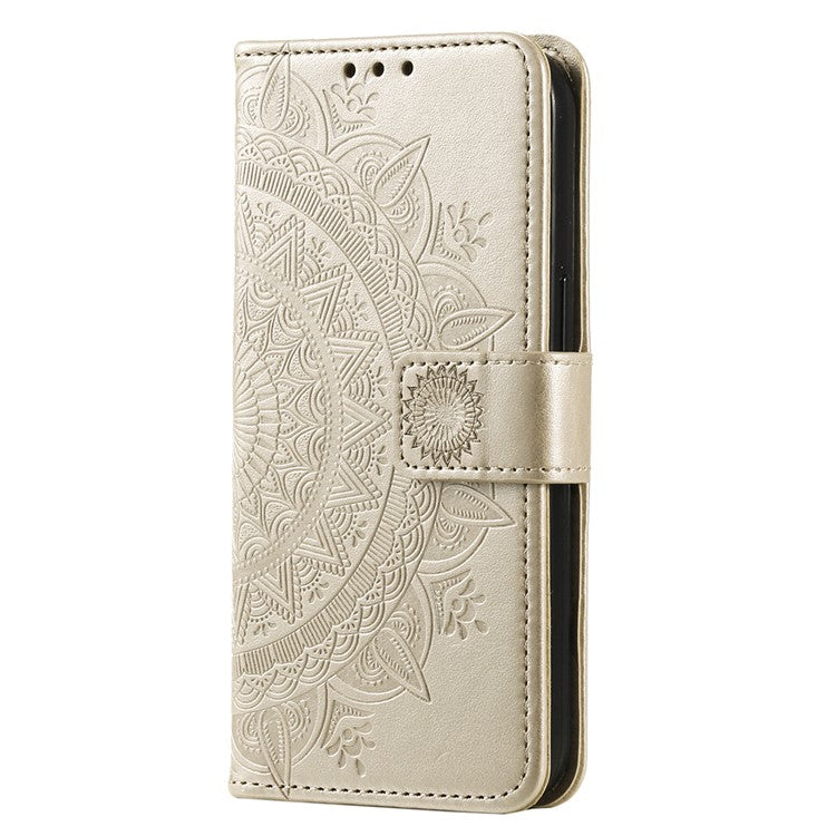 For Xiaomi Redmi 14C 4G Stand Case Imprinted Totem PU Leather Wallet Phone Cover - Gold