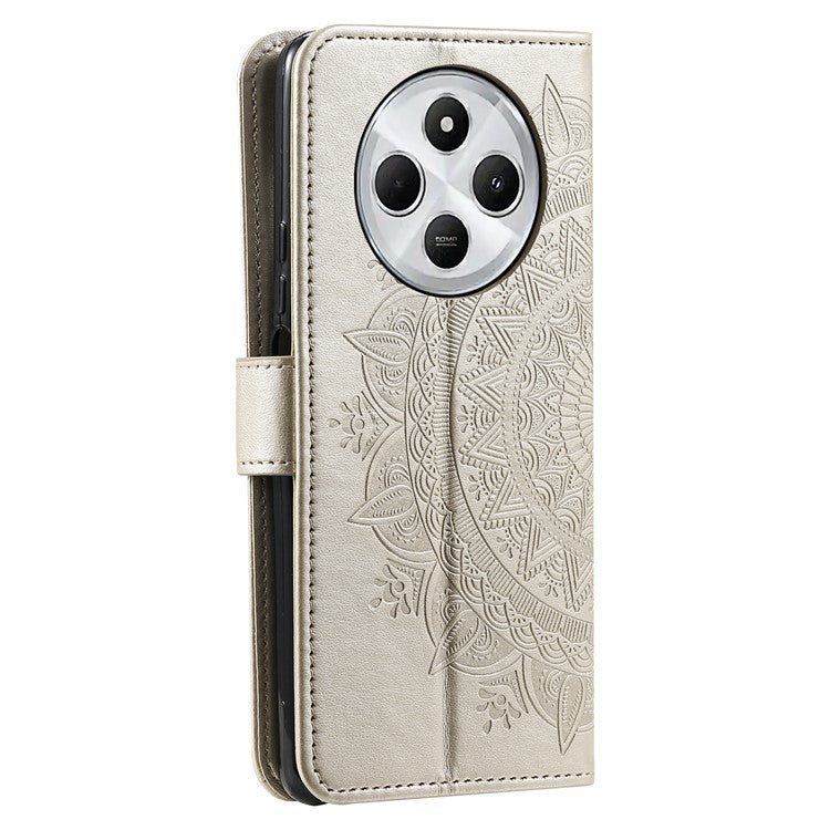 For Xiaomi Redmi 14C 4G Stand Case Imprinted Totem PU Leather Wallet Phone Cover - Gold