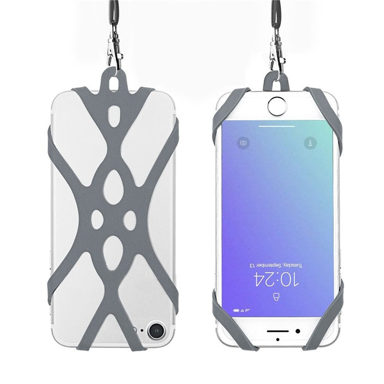 Universal Phone Lanyard Holder Silicone Phone Neck Strap Compatible with 4.7-6.5 inch Smartphones - Grey