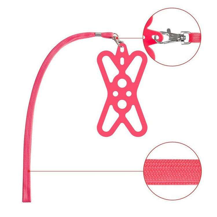 Universal Phone Lanyard Holder Silicone Phone Neck Strap Compatible with 4.7-6.5 inch Smartphones - New Pink