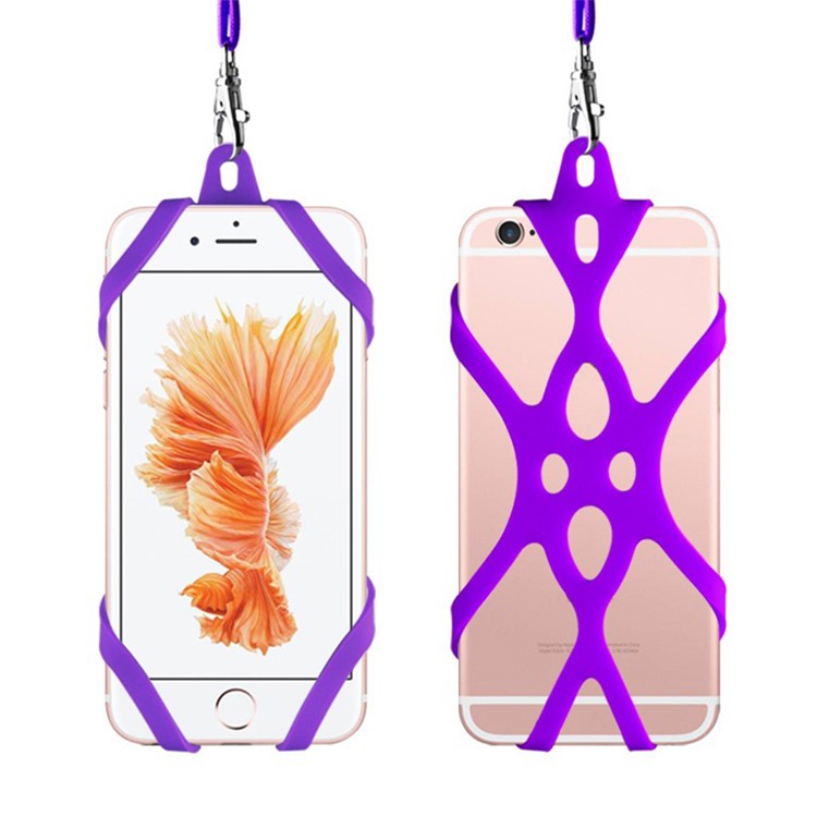 Universal Phone Lanyard Holder Silicone Phone Neck Strap Compatible with 4.7-6.5 inch Smartphones - Purple