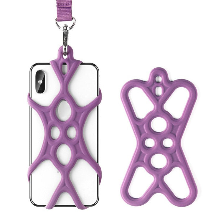 Neck Strap Silicone Phone Holder Cord Compatible with 4.0-6.2 inch Smartphones - Lilac Purple