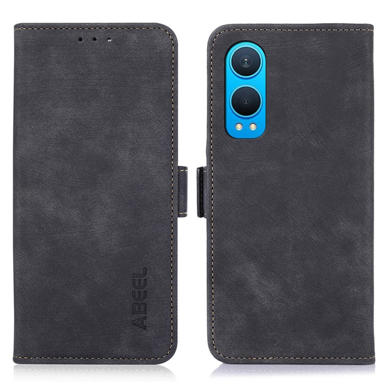 ABEEL For OnePlus Nord CE4 Lite 5G / Oppo K12x 5G (China) Case Magnetic Clasp Leather Phone Cover - Black