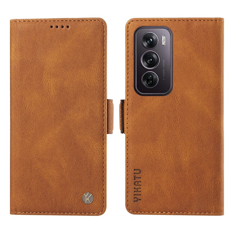 YIKATU YK-005 For Oppo Reno12 Pro 5G (Global) / (China) Phone Case Skin-Touch Leather Cover - Brown