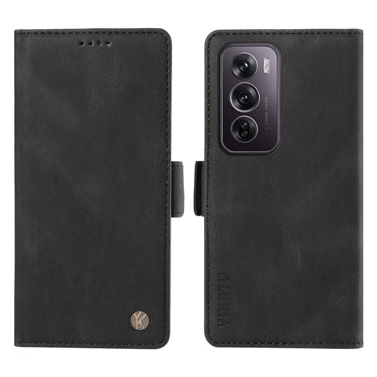 YIKATU YK-005 For Oppo Reno12 Pro 5G (Global) / (China) Phone Case Skin-Touch Leather Cover - Black