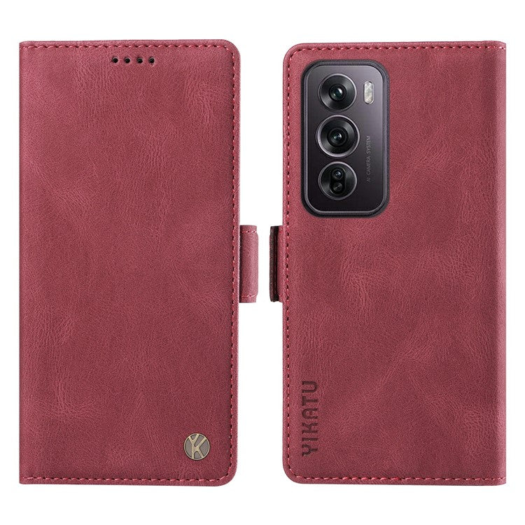 YIKATU YK-005 For Oppo Reno12 Pro 5G (Global) / (China) Phone Case Skin-Touch Leather Cover - Wine Red