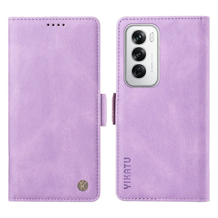 YIKATU YK-005 For Oppo Reno12 5G (Global) Leather Phone Case Side Magnetic Clasps - Purple