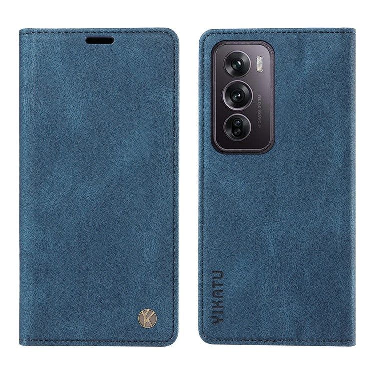 YIKATU YK-004 For Oppo Reno12 Pro 5G (Global) / (China) Wallet Phone Case Skin-Touch Leather Cover - Blue