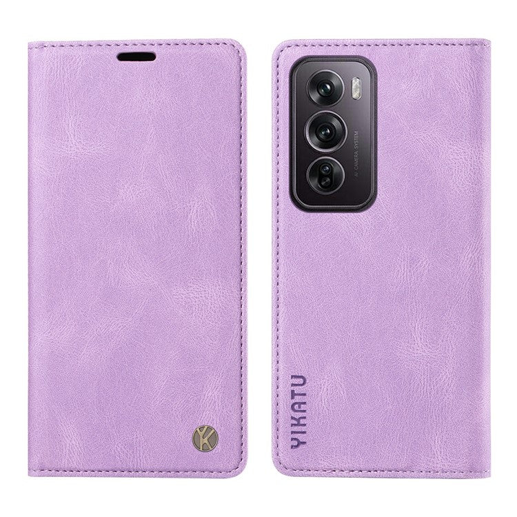 YIKATU YK-004 For Oppo Reno12 Pro 5G (Global) / (China) Wallet Phone Case Skin-Touch Leather Cover - Purple