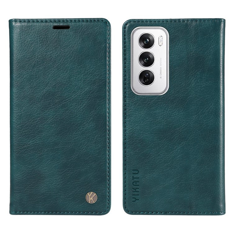 YIKATU YK-006 For Oppo Reno12 5G (Global) Wallet Case Litchi Texture Leather Phone Cover - Blue