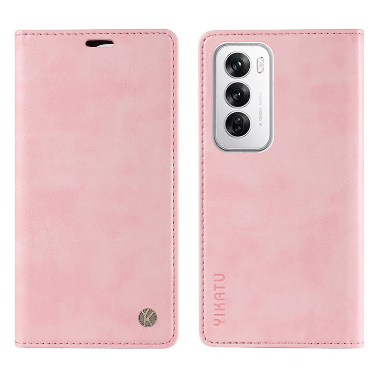 YIKATU YK-006 For Oppo Reno12 5G (Global) Wallet Case Litchi Texture Leather Phone Cover - Pink