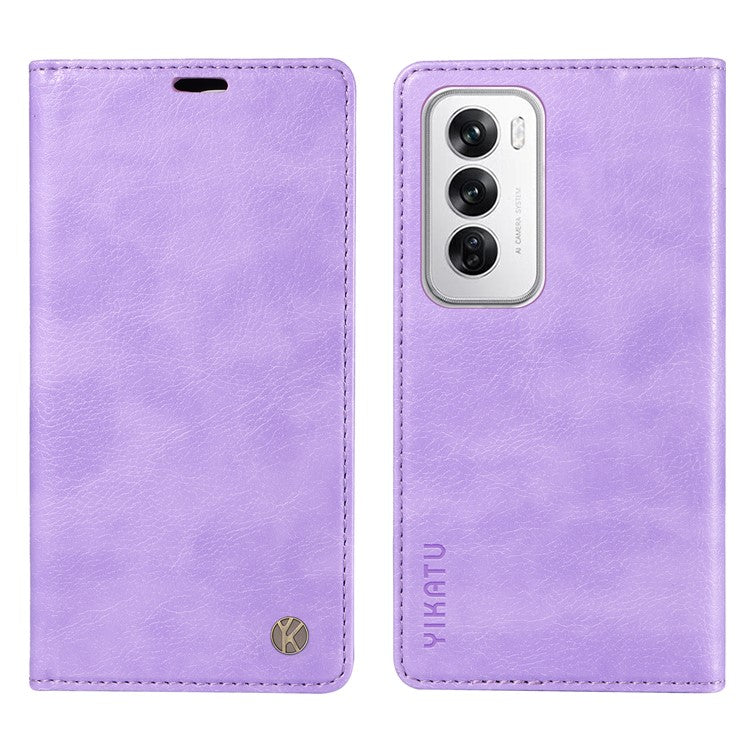 YIKATU YK-006 For Oppo Reno12 5G (Global) Wallet Case Litchi Texture Leather Phone Cover - Purple