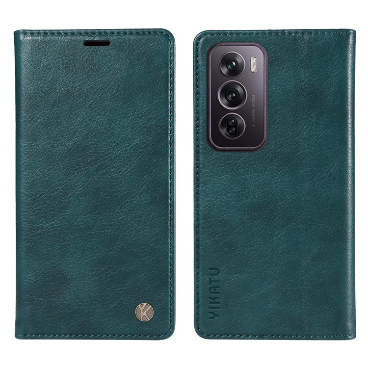 YIKATU YK-006 For Oppo Reno12 Pro 5G (Global) / (China) Wallet Phone Case Litchi Texture Leather Cover - Blue