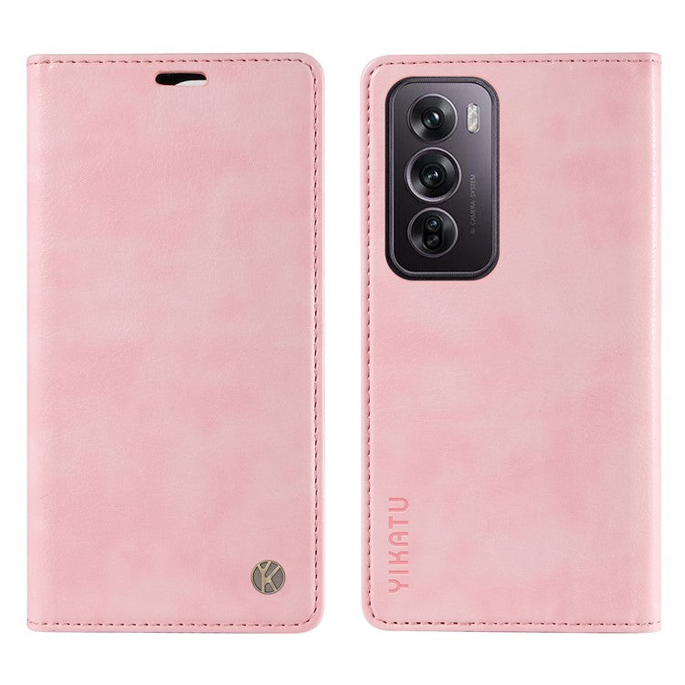 YIKATU YK-006 For Oppo Reno12 Pro 5G (Global) / (China) Wallet Phone Case Litchi Texture Leather Cover - Pink