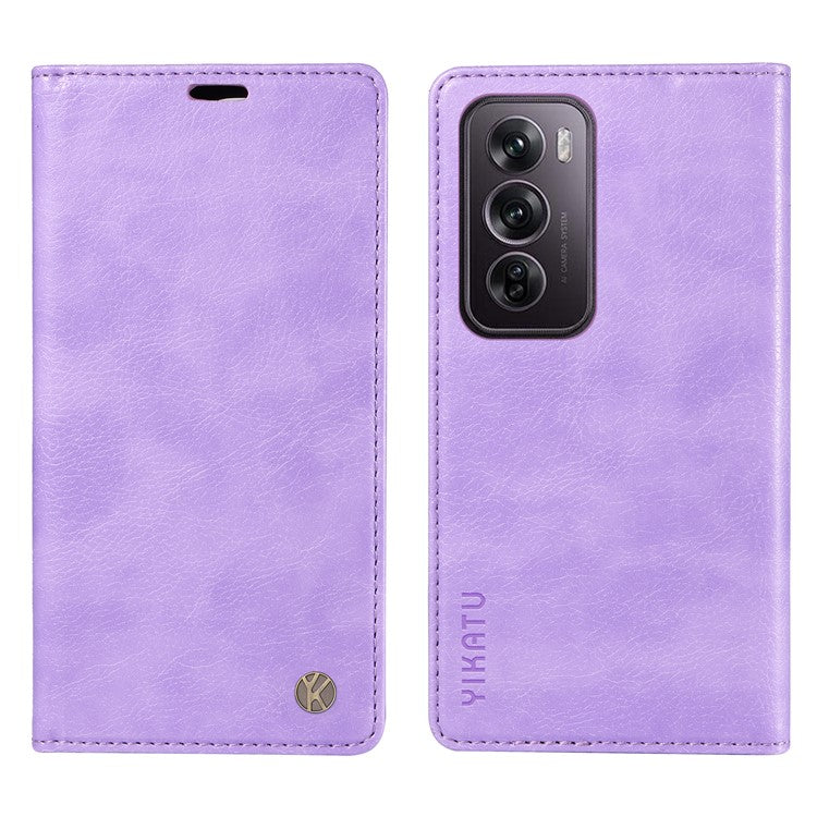 YIKATU YK-006 For Oppo Reno12 Pro 5G (Global) / (China) Wallet Phone Case Litchi Texture Leather Cover - Purple