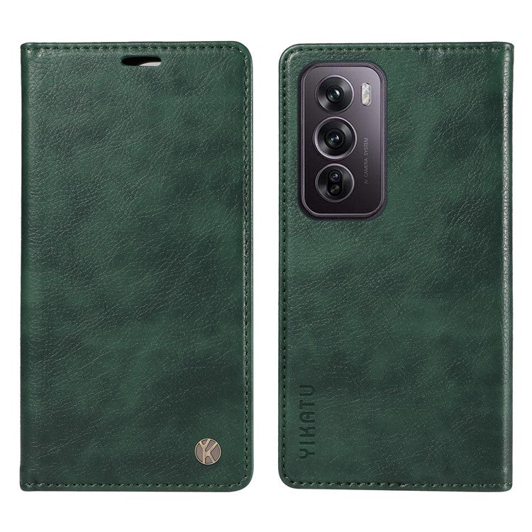 YIKATU YK-006 For Oppo Reno12 Pro 5G (Global) / (China) Wallet Phone Case Litchi Texture Leather Cover - Green