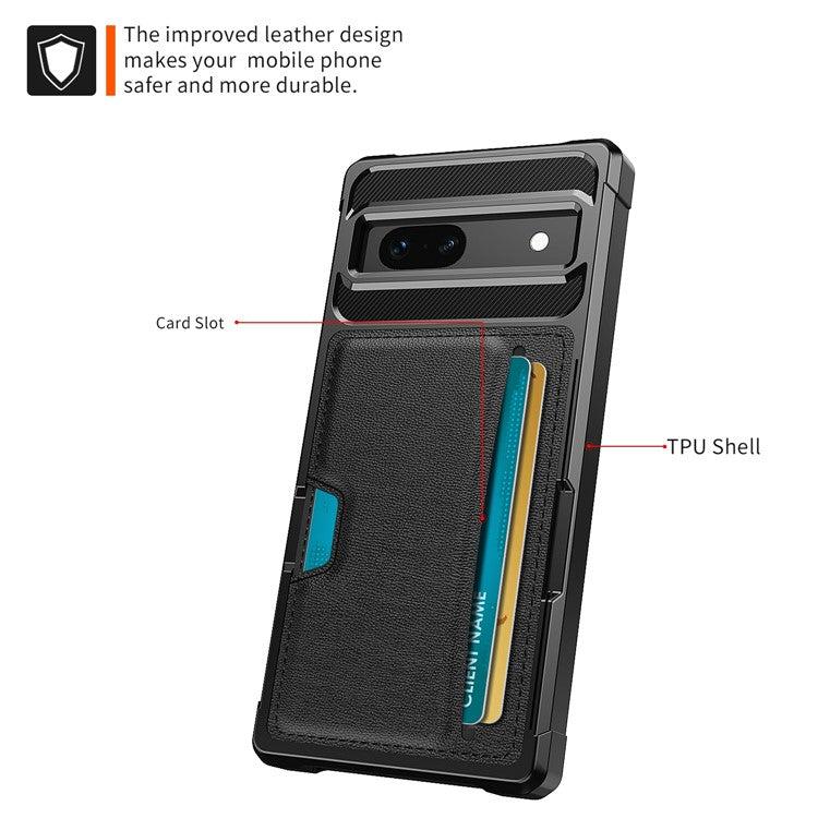 ZM02 For Google Pixel 8a Case Card Slot Leather+TPU Phone Cover Reinforced Corners