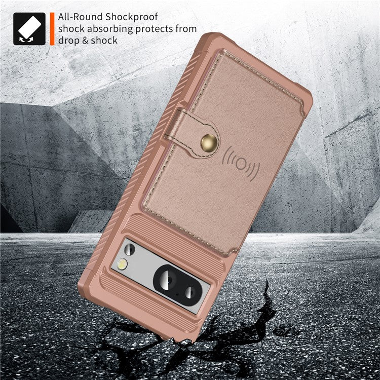 ZM03 For Google Pixel 8a Case Card Holder PU Leather+TPU Dual Layer Hybrid Protective Cover - Pink