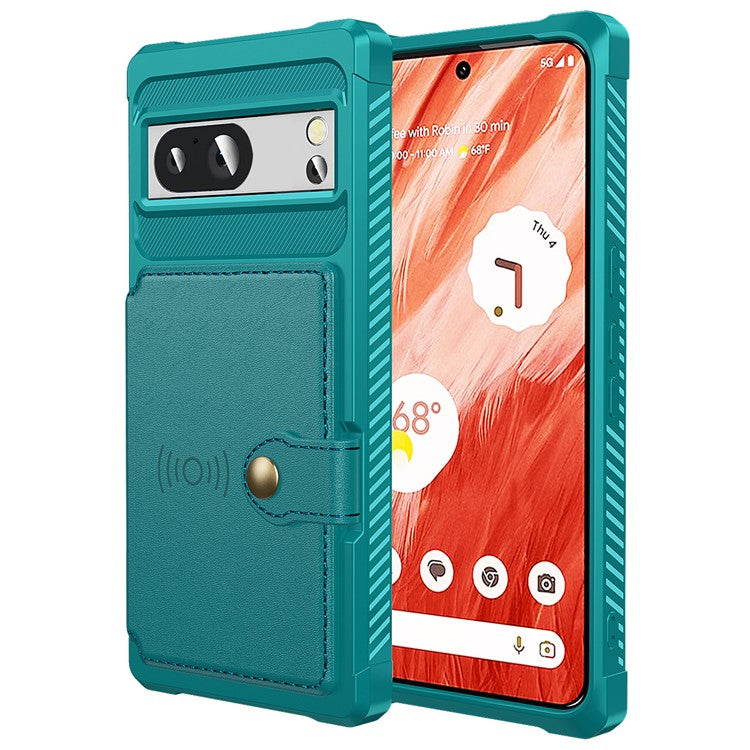 ZM03 For Google Pixel 8a Case Card Holder PU Leather+TPU Dual Layer Hybrid Protective Cover - Green