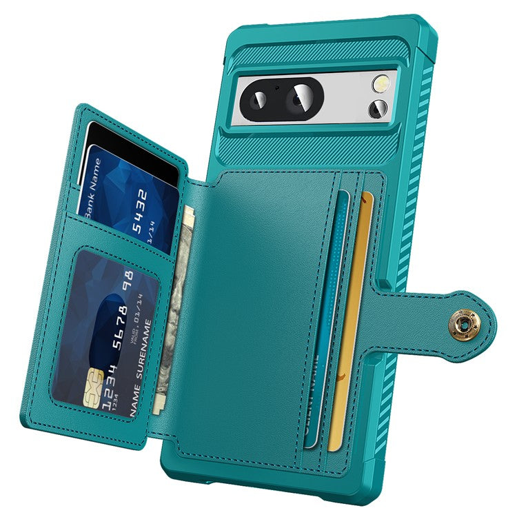 ZM03 For Google Pixel 8a Case Card Holder PU Leather+TPU Dual Layer Hybrid Protective Cover - Green