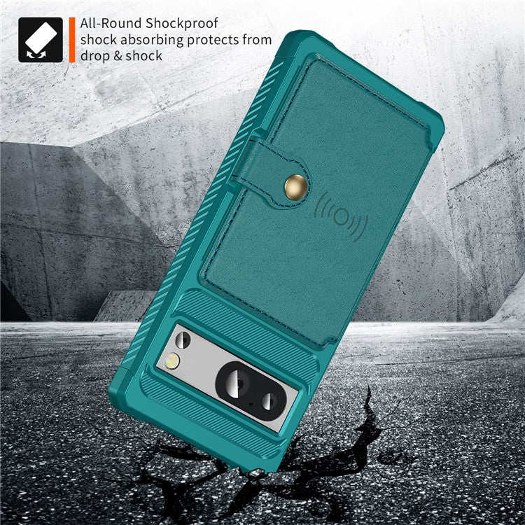 ZM03 For Google Pixel 8a Case Card Holder PU Leather+TPU Dual Layer Hybrid Protective Cover - Green