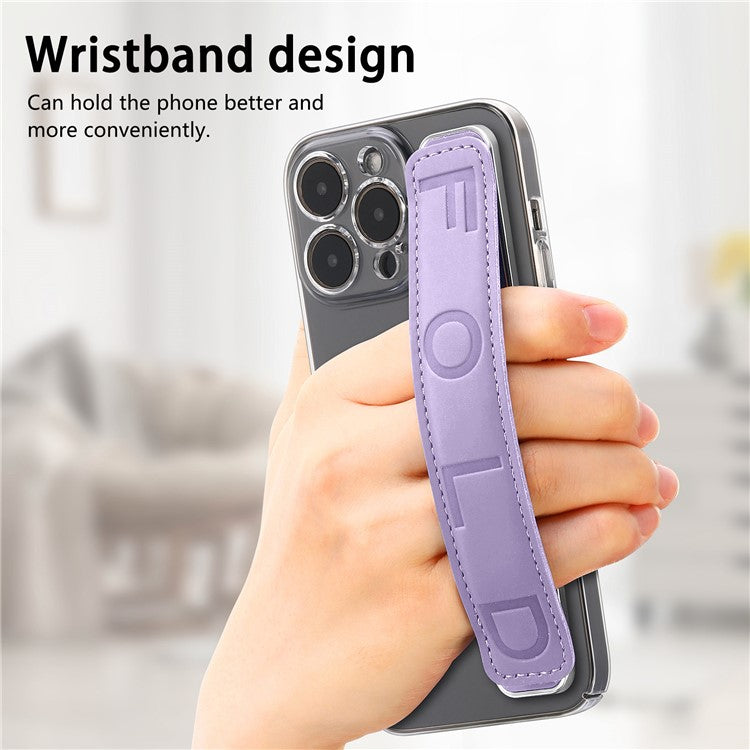 SP-03 PU Leather Phone Back Wrist Band Anti-Loss Adhesive Strap - Purple