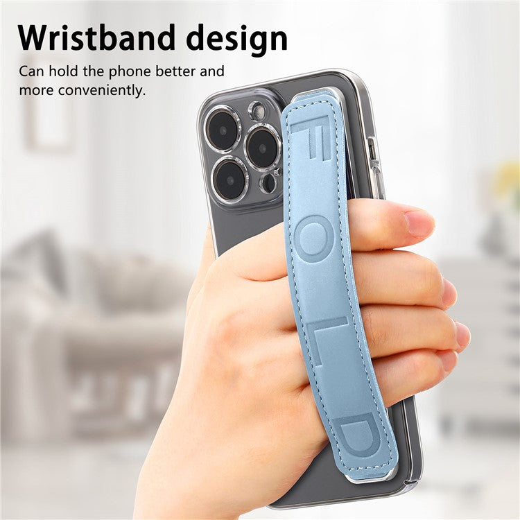 SP-03 PU Leather Phone Back Wrist Band Anti-Loss Adhesive Strap - Sky Blue