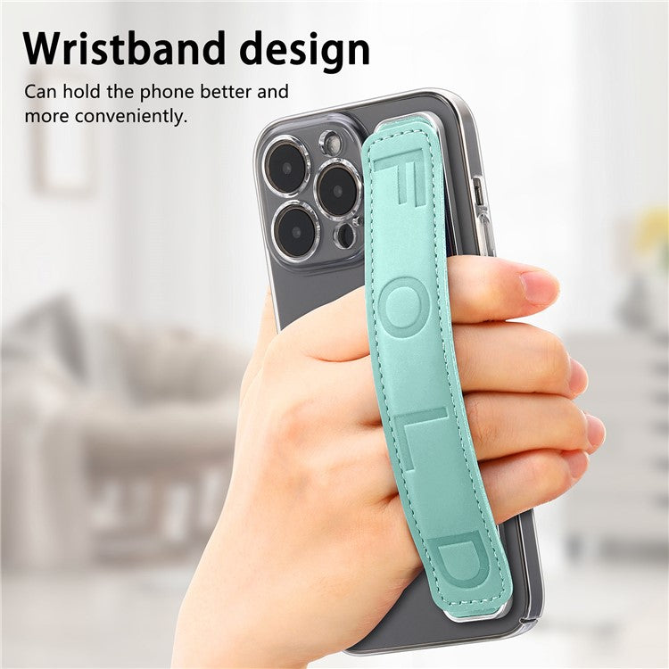 SP-03 PU Leather Phone Back Wrist Band Anti-Loss Adhesive Strap - Light Green