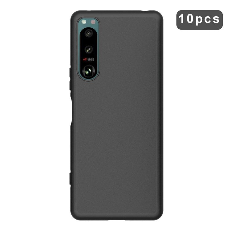 10Pcs / Pack For Sony Xperia 5 IV 5G Thickened Soft TPU Phone Case Drop-proof Phone Back Cover - Black