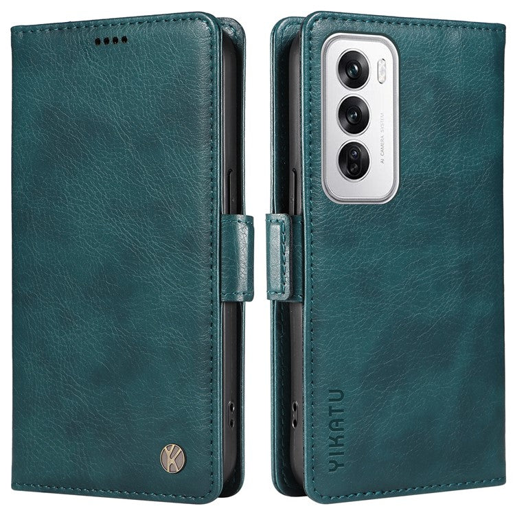 YIKATU YK-007 For Oppo Reno12 5G (Global) Phone Case Anti-Drop PU Leather Stand Wallet Cover - Blue