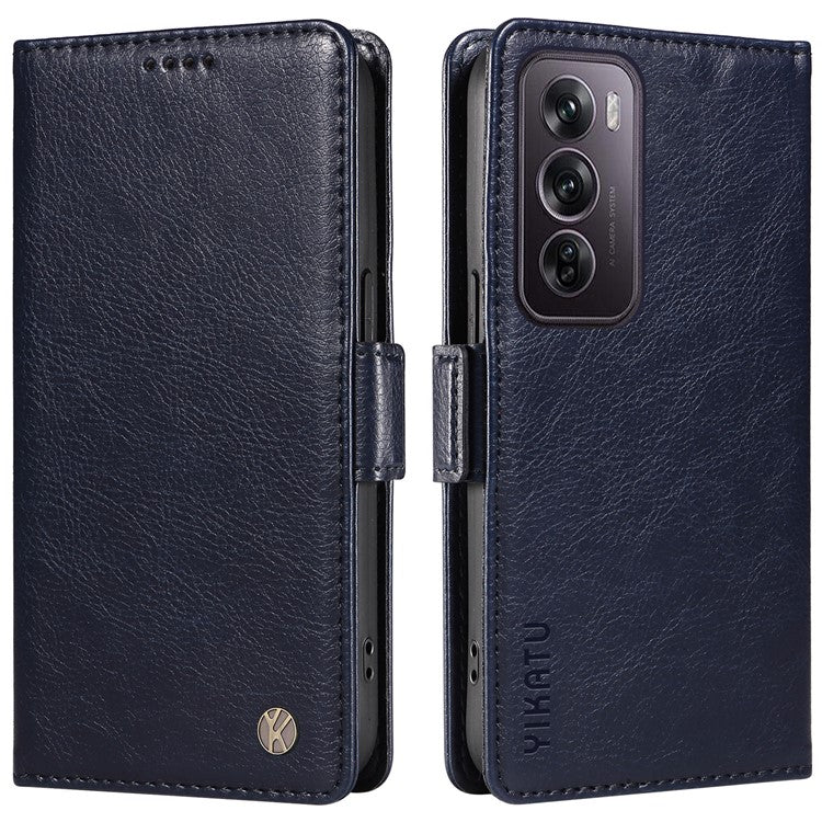 YIKATU YK-007 For Oppo Reno12 Pro 5G (Global) / (China) Phone Case Litchi Texture Leather Cover - Sapphire