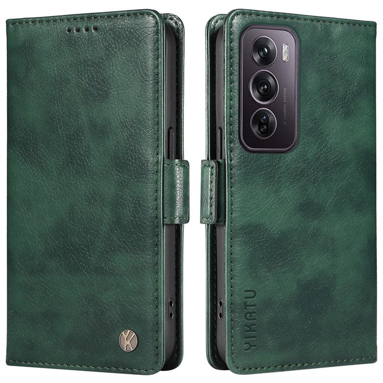 YIKATU YK-007 For Oppo Reno12 Pro 5G (Global) / (China) Phone Case Litchi Texture Leather Cover - Green