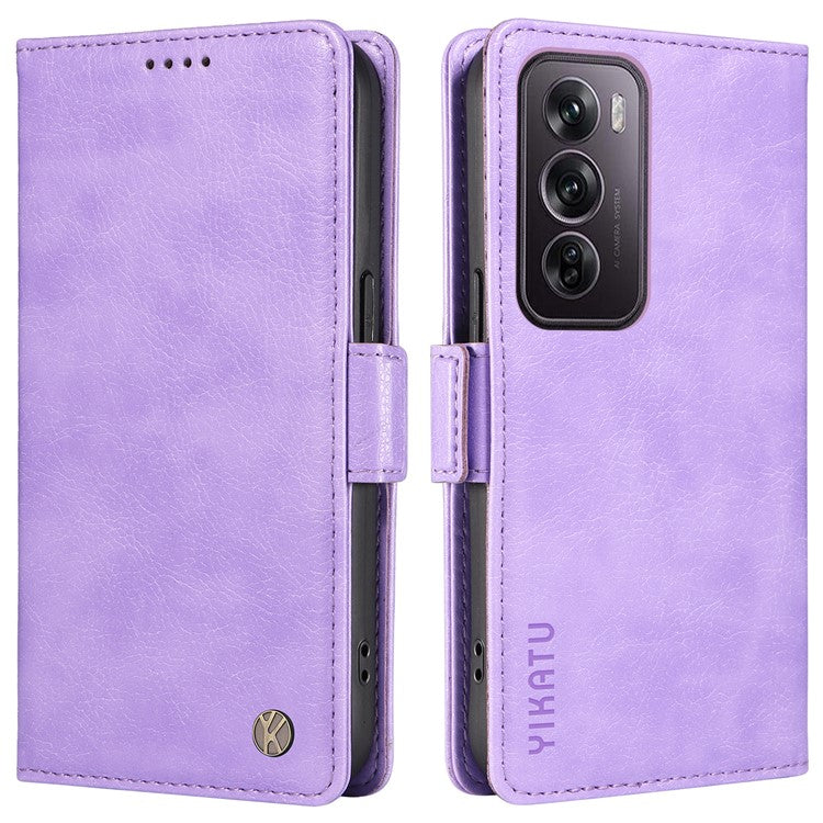 YIKATU YK-007 For Oppo Reno12 Pro 5G (Global) / (China) Phone Case Litchi Texture Leather Cover - Purple