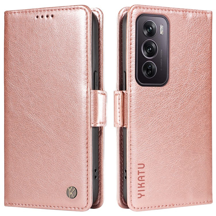 YIKATU YK-007 For Oppo Reno12 Pro 5G (Global) / (China) Phone Case Litchi Texture Leather Cover - Rose Gold