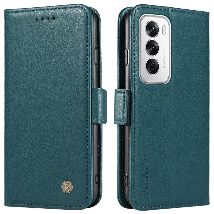 YIKATU YK-003 For Oppo Reno12 5G (Global) Case Magnetic Side Clasps Leather Wallet Phone Cover - Blue