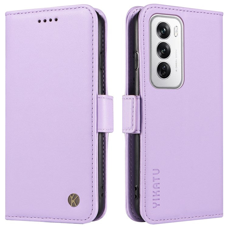 YIKATU YK-003 For Oppo Reno12 5G (Global) Case Magnetic Side Clasps Leather Wallet Phone Cover - Light Purple