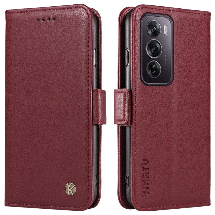 YIKATU YK-003 For Oppo Reno12 Pro 5G (Global) / (China) Case Side Clasps Anti-drop Leather Phone Cover - Wine Red