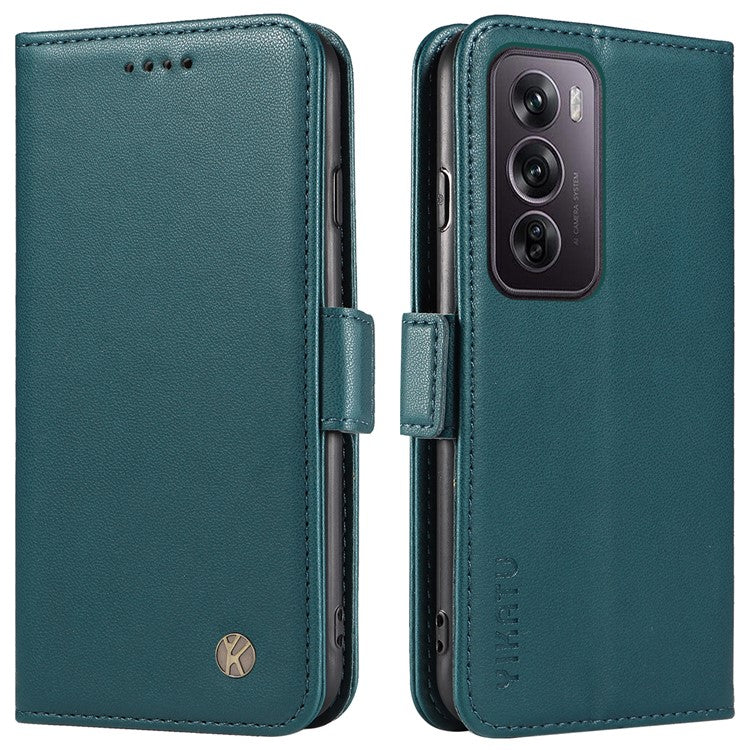 YIKATU YK-003 For Oppo Reno12 Pro 5G (Global) / (China) Case Side Clasps Anti-drop Leather Phone Cover - Green